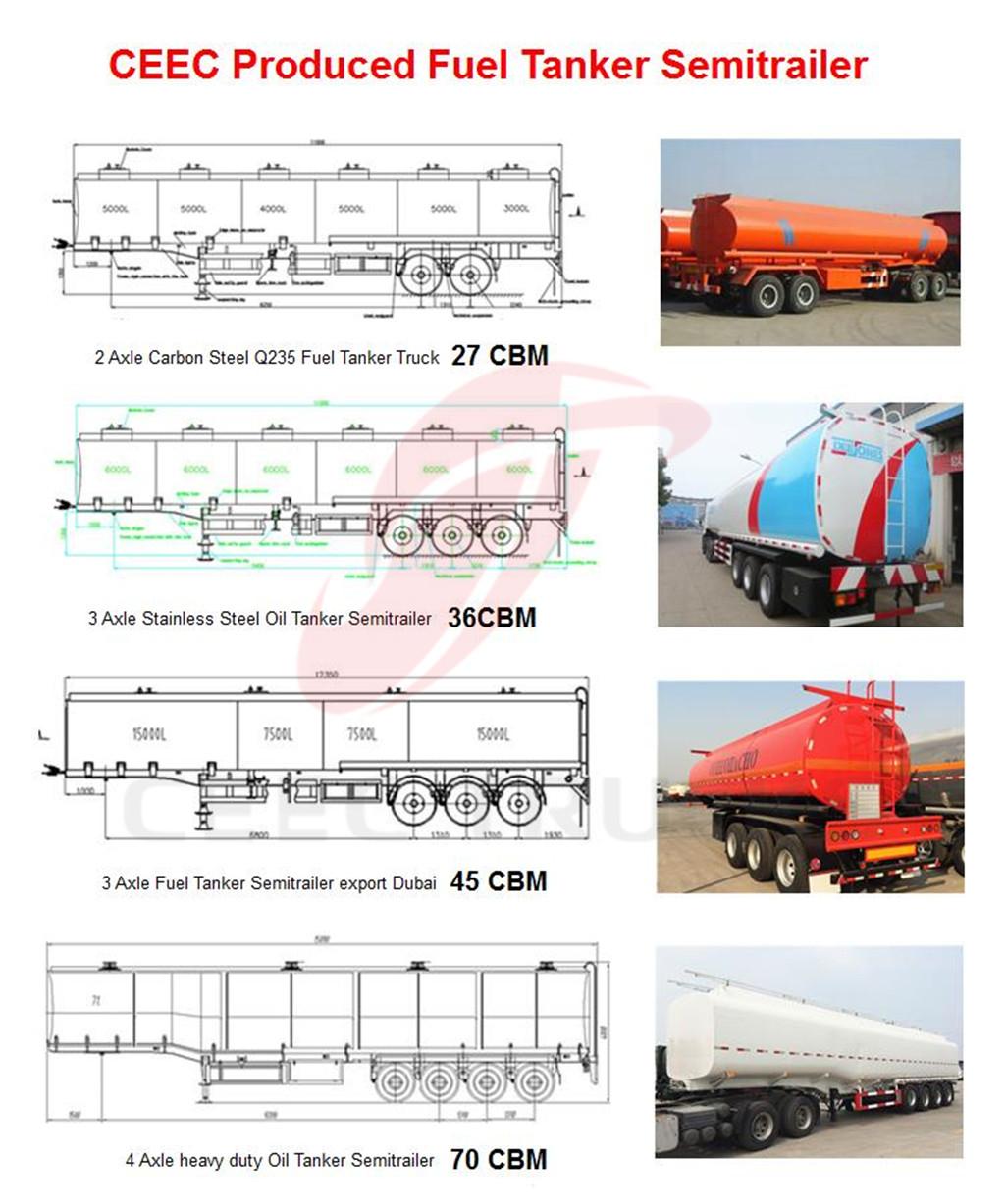 Stainless steel fuel tanker semitrail for optional Stainless steel fuel tanker semitrail for optional