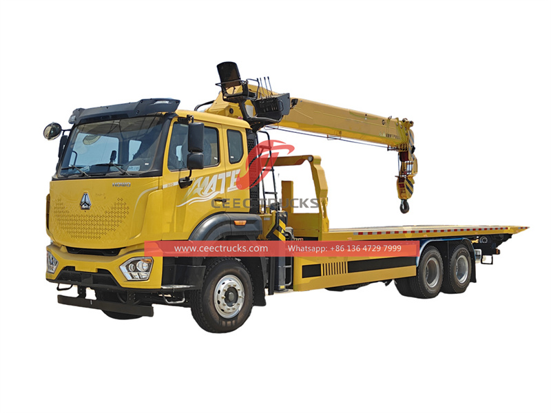 Howo wrecker tow truck with 8T telescopic crane 