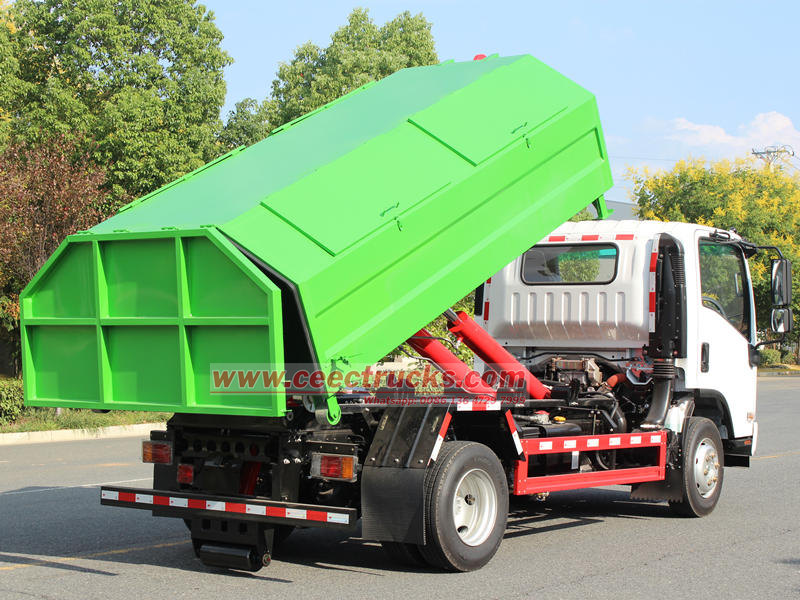 ISUZU hook loader garbage truck testing