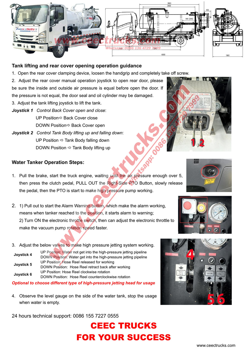 ISUZU 2500L+1000L Vacuum Tank Truck Operation Manual
