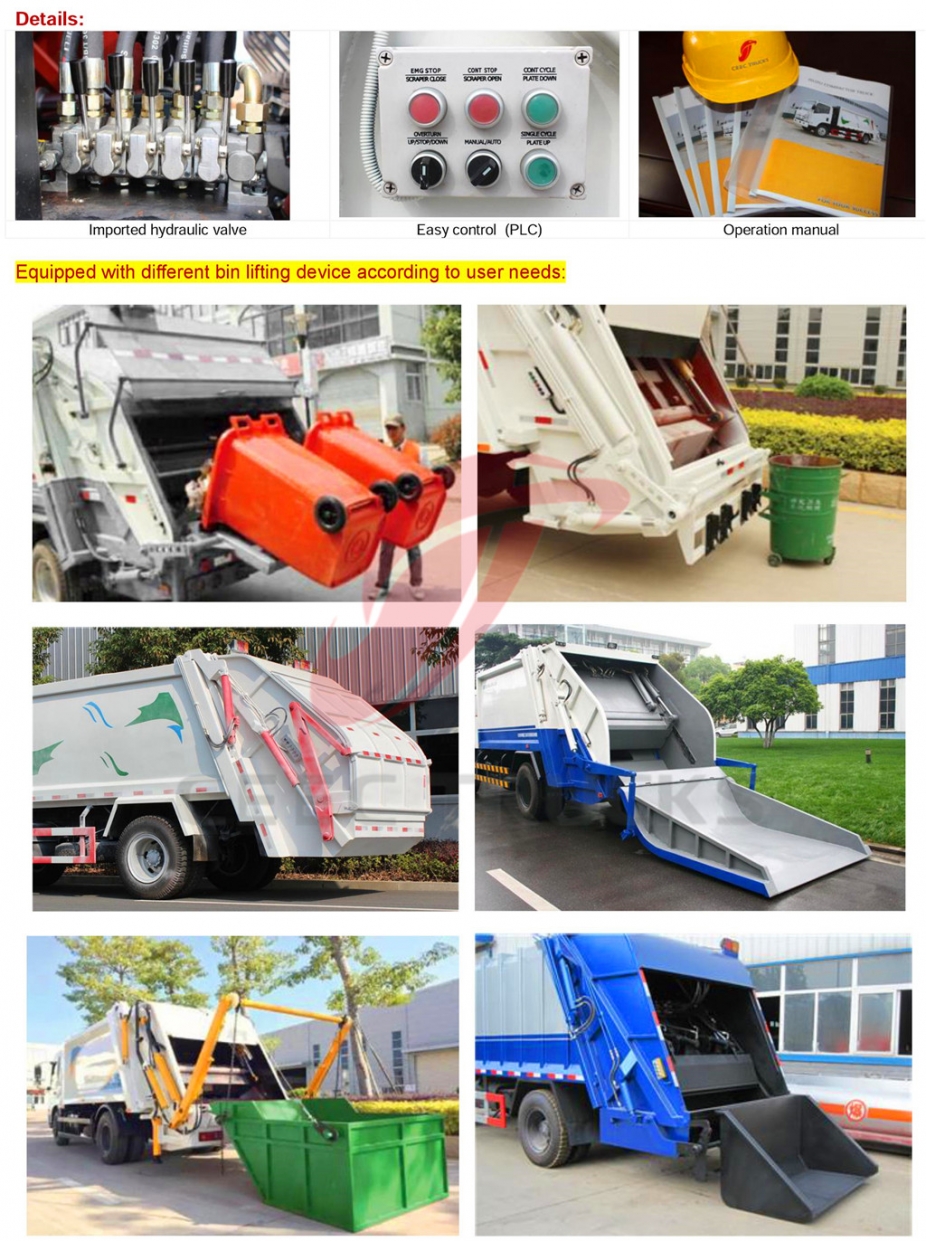european standard 12000 liters garbage compressed truck superstructure